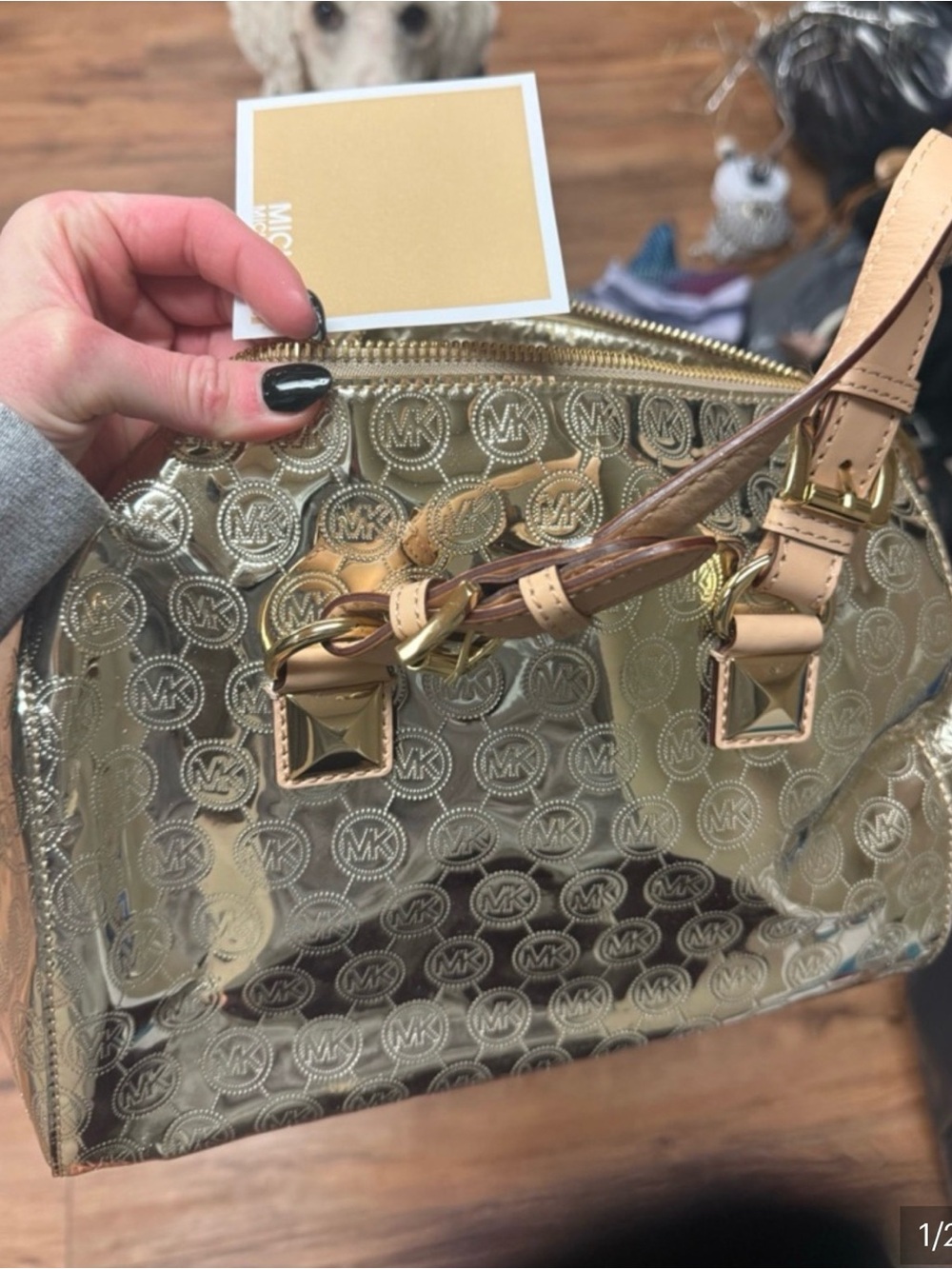 Michael Kors Metallic Gold Embossed Satchel